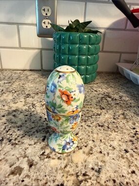 Floral Ceramic Egg Salt Shaker in Multicolor